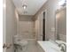 Full bathroom featuring a tub-shower, toilet and white vanity with a sink at 8541 Westchester Dr, Douglasville, GA 30134
