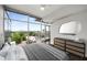 Bright bedroom featuring expansive windows with city views and a sleek dresser with a decorative mirror at 250 Pharr Ne Rd # 716, Atlanta, GA 30305