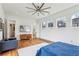 Spacious main bedroom featuring hardwood floors, modern decor, and ample natural light at 522 Boulevard Ne Pl, Atlanta, GA 30308