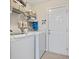 Bright laundry room includes a washer, dryer, and storage shelves at 121 Danielle Ct, Villa Rica, GA 30180