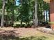 Backyard featuring mature trees, a well-maintained lawn, and meticulous landscaping at 9278 Seminole Rd, Jonesboro, GA 30236