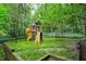 Backyard playground featuring a playhouse, slide, and swing set for outdoor fun at 220 N Springs Ct, Sandy Springs, GA 30328