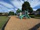 Community playground with slides, swings and climbing area with wood chip ground cover at 790 Village Field Ct, Suwanee, GA 30024