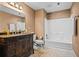 Bathroom with granite vanity, shower and tile flooring at 1294 Red Rock Rd, Acworth, GA 30101