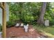 Inviting brick patio with comfortable seating, a storage shed, and lush landscaping, ideal for outdoor enjoyment at 2316 Hurst Ne Dr, Atlanta, GA 30305