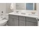 Clean and modern bathroom with double sinks, gray cabinetry, and ample counter space at 3794 Jack Vernon Cir, Powder Springs, GA 30127