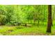 Lush backyard featuring vibrant green ground cover and mature trees at 10490 Cranchester Way, Alpharetta, GA 30022