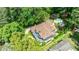 Aerial view of a home with a private pool, lush greenery, and a long driveway at 3117 W Roxboro Ne Rd, Atlanta, GA 30324