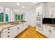 Modern kitchen featuring white cabinets, granite countertops, and stainless steel appliances at 610 Golden Meadows Ln, Suwanee, GA 30024