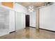 Contemporary bedroom featuring polished concrete floors and a glass sliding closet door at 660 Glen Iris Dr # 206 & 109, Atlanta, GA 30308