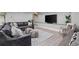 Basement featuring comfortable seating, modern decor, and a wall-mounted TV, ideal for a cozy entertainment area at 2908 Mabry Ne Ln, Brookhaven, GA 30319