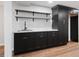 Basement bar featuring sleek cabinets and shelving, complete with a sink and marble countertops at 50 Stonington Pl, Marietta, GA 30068