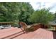 Spacious wooden deck surrounded by lush greenery and trees offering privacy at 2285 Ashton Ridge Dr, Dacula, GA 30019