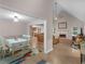 Inviting living room with fireplace adjacent to dining area at 445 Royal St, Mcdonough, GA 30253