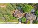 Stunning aerial view showcasing a luxurious home with a private pool surrounded by lush greenery at 4012 Ironhill Ln, Woodstock, GA 30189