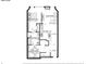 Detailed floor plan showcasing the layout of the home, including the bedroom, bathroom, kitchen, and living areas at 855 Peachtree Ne St # 1311, Atlanta, GA 30308
