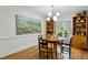 Bright dining room with hardwood floors, built-in bookcases, and stylish light fixture at 129 2Nd Se Ave, Atlanta, GA 30317
