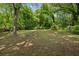 Large backyard features mature trees, providing ample shade and natural beauty for outdoor enjoyment at 4202 Maplewood Dr, Decatur, GA 30035