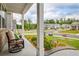 Serene view from the front porch, showcasing comfortable seating and neighborhood views at 7730 Demeter Dr, Fairburn, GA 30213