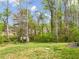 Large backyard with lush greenery, mature trees, patio seating, and plenty of space at 991 Lisa Kay Dr, Lawrenceville, GA 30046