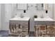 Bright bathroom featuring double sinks, shower and vanity with modern finishes and fixtures at 1265 Woodland Se Ave, Atlanta, GA 30316