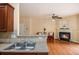 Open kitchen area with hardwood floors that flow into the living room at 3364 Thornbridge Dr # 0, Powder Springs, GA 30127