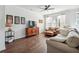 Stylish living room with hardwood floors, comfortable seating, and tasteful decor at , Atlanta, GA 30318