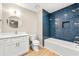 Modern bathroom featuring an updated vanity, tiled shower, and stylish fixtures at 2300 Newport Lndg, Atlanta, GA 30009