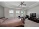 Bedroom featuring a ceiling fan, TV, and large windows with blinds at 1222 Lavista Ne Cir, Atlanta, GA 30324