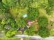 Aerial view showcasing the property's lush landscaping, pool, and private setting at 1430 Mineral Springs Rd, Hoschton, GA 30548