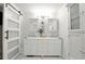 Well-lit bathroom featuring a double vanity, stylish mirrors, and modern fixtures at 1430 Mineral Springs Rd, Hoschton, GA 30548