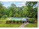 Backyard featuring a fenced in pool surrounded by lush greenery at 1430 Mineral Springs Rd, Hoschton, GA 30548