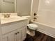 Standard bathroom with tub, toilet, and a vanity with a white cabinet at 1714 Boulder Walk Se Ln, Atlanta, GA 30316