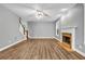 Bright living room featuring wood floors, a fireplace, and plenty of space at 1714 Boulder Walk Se Ln, Atlanta, GA 30316