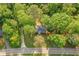 An aerial view shows a home nestled among green trees with a nearby roadway at 474 Upper Burris Rd, Canton, GA 30114