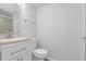 Bathroom features a modern vanity, granite countertop, and white toilet at 6625 Peppermill Ln, South Fulton, GA 30349