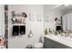 Bright bathroom with modern fixtures, vanity, toilet, and stylish shower curtain at 6900 Roswell Rd # 3N, Atlanta, GA 30328