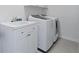 Laundry room with new washer, dryer and white storage cabinetry at 100 Braxton Way, Roswell, GA 30075