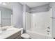 Clean bathroom featuring vanity and bathtub with shower at 122 Gingers Way, Mcdonough, GA 30252