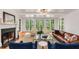 Inviting living room with fireplace, large windows offering scenic views and comfortable seating at 130 River Ne Lndg, Sandy Springs, GA 30350
