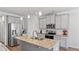 Well-appointed kitchen featuring gray cabinets, stainless steel appliances, and a functional island at 4591 Grenadine Cir, Acworth, GA 30101