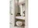 This vanity features a makeup mirror, a drawer, and a white stool with faux fur at 670 Trinity Pl, Suwanee, GA 30024