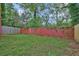 Spacious backyard with a red fence creating a private and serene outdoor space at 1162 Sims St, Atlanta, GA 30310