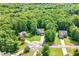 Aerial view of the neighborhood showcasing well-manicured lawns, mature trees, and quiet residential streets at 596 Deadwood Trl, Locust Grove, GA 30248