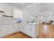 Modern kitchen with white cabinets, stainless steel appliances, and an island, open to living area at 1598 Jonesboro Se Rd, Atlanta, GA 30315