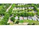 Community aerial view showcases tree-lined streets, manicured lawns, and diverse home styles at 7325 Thoreau Cir, Atlanta, GA 30349