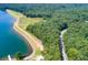 Scenic lake view showcasing the natural beauty and winding road at 9058 Woodlake Lane, Villa Rica, GA 30180