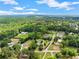 Panoramic aerial view of a serene residential area, surrounded by lush greenery and mature trees at 2620 Dr Bramblett Rd, Cumming, GA 30028