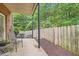 Cozy covered patio with a fenced yard, perfect for outdoor relaxation and privacy at 1928 Stancrest Nw Trce, Kennesaw, GA 30152