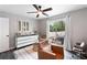 Cozy room with sliding door to patio, modern decor, ceiling fan, and neutral colors at 1934 Glen Echo Dr, Decatur, GA 30032